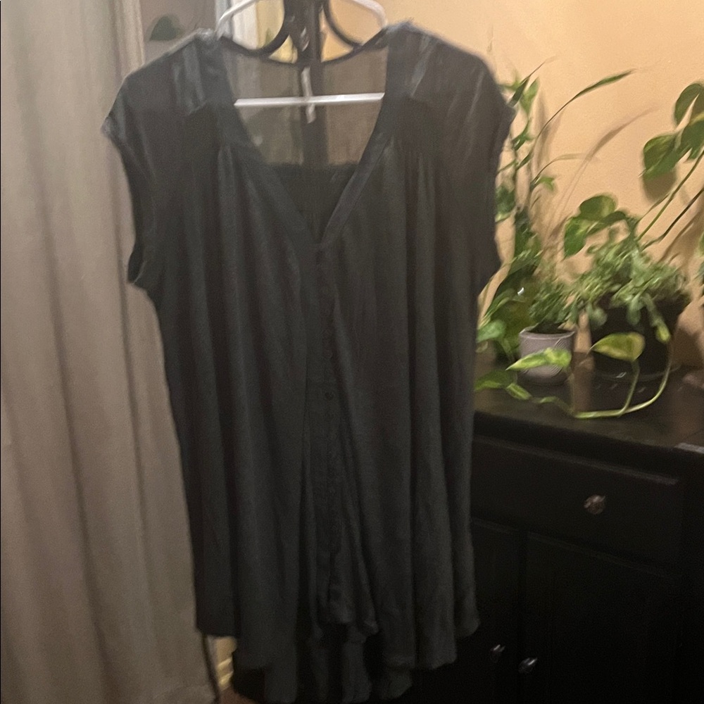 Free people elegant dark green blouse